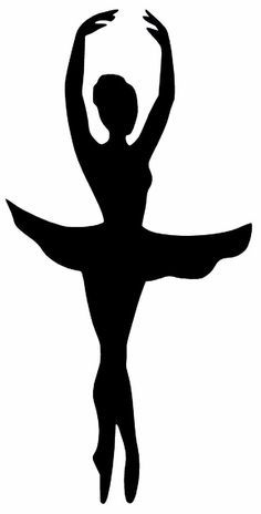 a black and white silhouette of a ballerina in the air with her arms outstretched