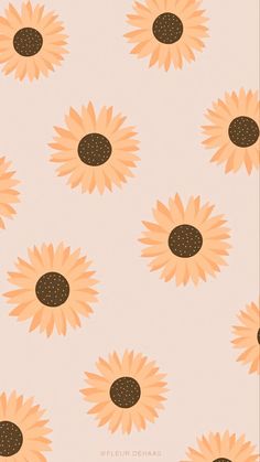 a sunflower pattern is shown on a light pink background with brown dots and black spots