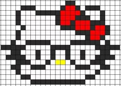 a cross stitch pattern with an image of a cat's face in red, yellow and black