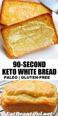 two images showing the steps to make keto white bread