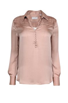 Current Boutique-Equipment - Dusty Rose Pleated Satin Blouse Sz XS Satin Blouse, A Pencil, Polished Look, Dusty Rose, The Office, Shirts Tops, Fashion Forward, Pencil Skirt, Sleek