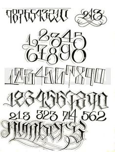 some type of lettering that is in different styles and font types, including the numbers