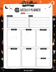 a printable weekly planner for halloween