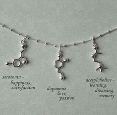 1 febbraio Serotonina, dopamina, acetilcolina Dna Necklace, Molecule Necklace, Mandala Tattoo Design, Biochemistry, Accessories Jewelry, Chemistry, Piercings