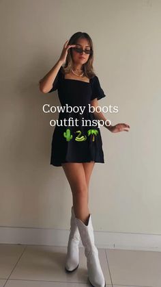 Black Cowboy Boots Casual Outfit, Non Country Cowboy Boot Outfit, Tan Cowboy Boots Outfit Summer, How To Dress Up Cowboy Boots For Women, Cowboy Hat Dress Outfit, Cowgirl Boots Outfit Work, Western Boots Dress Outfit, White Western Boots Outfit Summer, Styling Cowboy Boots Women Casual