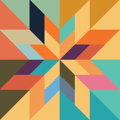 an abstract geometric design with many colors