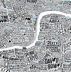 a black and white map with words all over it, including the name david bowe