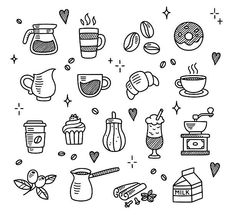 hand drawn coffee and tea icons