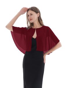 PRICES MAY VARY. Material: High Quality chiffon fabric, Featuring with Lightweight, Soft, Smooth, super Comfortable and Breathable. One size fits women and girls. This capelets for women elegant can be wore on front back both sides,also can be wore as a scarve scarf,can satisfy your different needs Occasion: A perfect accessory for formal occasion dresses like bridal, wedding, party, birthday, etc. It can also be paired with any sleeveless dress for your daily travel, beach, home, sports, dates Dress Cover Up Formal, Chiffon Shrug, Chiffon Capelet, Chiffon Bolero, Evening Dress Wedding, Capelet Dress, Formal Occasion Dress, Chiffon Shawl, Wedding Cape