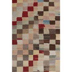 a multicolored rug with squares on it