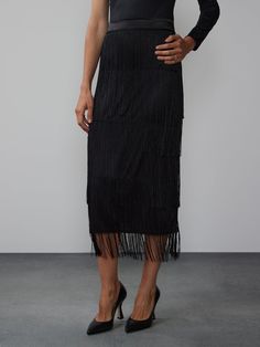 Tiered Fringe Midi Skirt | NY&Co Fringe Midi Skirt, Fringe Skirt, Body Shape, Strappy Heels, Body Shapes, Maxi Skirt, Midi Skirt, Perfect Fit, Plus Size