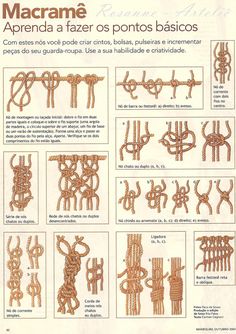 an advertisement for macrame with instructions on how to tie the knots in spanish