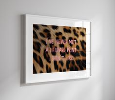 a framed print with the words i've never met a leopard print i didn't like