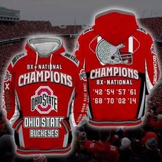 a red hoodie with the words ohio state buckeyes on it in front of a stadium full of people