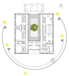 the floor plan for an office building with three floors and four rooms, all in one circle