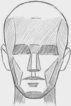 a drawing of the face of a man's head with his eyes closed and one half