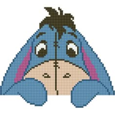 a cross stitch pattern with a dog's head in the center and ears sticking out