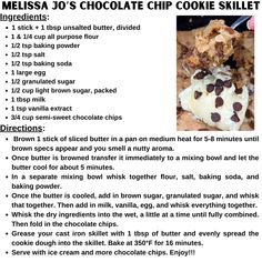 a recipe for chocolate chip cookie skillet