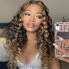 Flytonn-Brown Casual Daily Patchwork Wigs - Brown / One Size Curly Hair With Highlights, Stop Hair Breakage, Unwanted Hair Growth, Hair With Highlights, Short Hair Images, How To Grow Your Hair Faster, Hair Growing Tips, Grow Hair Faster, Trendy Hair Color