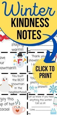 a winter kindness note with snowman, penguin and penguins in the speech bubble above it