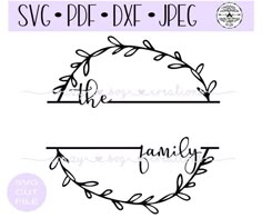 the family svg file is shown in two different font styles, including one for each letter