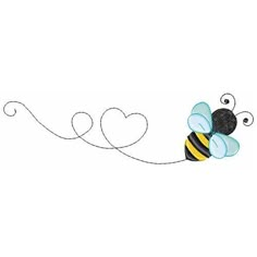 a drawing of a bee with hearts on it's back and the word love written in