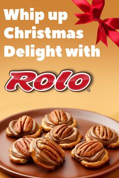 an advertisement for rolo's christmas cookies with chocolate frosting