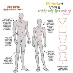 an image of a man's body with the words in korean and english on it