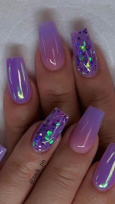 Cute Nails Purple, Purple Toe Nails, Purple Glitter Nails, Purple Acrylic Nails, Nails Purple, Purple Nail, Nails 2023, Pretty Nail Art