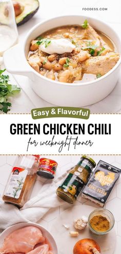 green chicken chili recipe with ingredients on the side