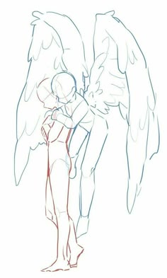 a drawing of an angel hugging someone