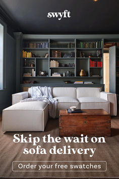 a living room filled with furniture and bookshelves