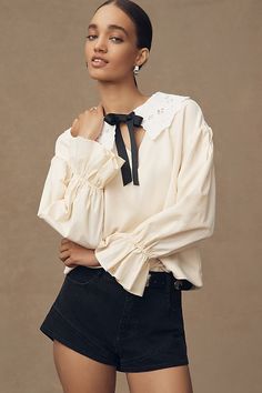 By Anthropologie Peter Pan Collar Sweatshirt Peter Pan