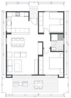 the floor plan for a small apartment with two beds and one living room in it