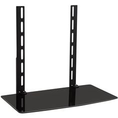 a black shelf with two brackets on it