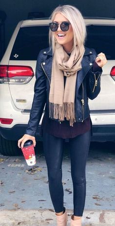 Perfect Fall Outfit, Leather Jacket Outfits, Winter Outfit Inspiration, Cute Fall Outfits, Clothing Hacks, Casual Fall Outfits, Fall Winter Outfits, Outfits Ideas