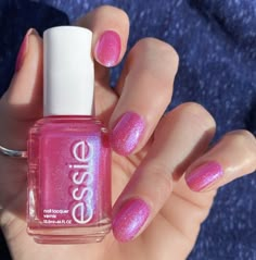 Pink Chrome And Sparkle Nails, Sparkly Nail Polish, Essie Nail Polish, Essie Nail, Dream Nails, Funky Nails, Pretty Acrylic Nails, Swag Nails, How To Do Nails