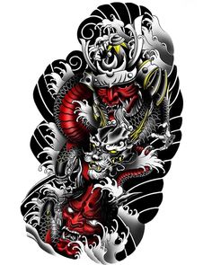 Tato Irezumi, Samurai Tattoo Sleeve, Lion Tattoo Sleeves, Samurai Tattoo Design, Yakuza Tattoo, Japanese Dragon Tattoos, Japan Tattoo Design