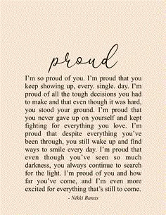 a poem written in black ink on a beige background with the words proud above it