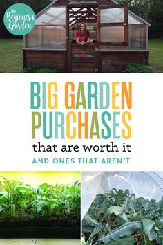 the garden with text overlay that reads, big garden purchases that are worth it and ones that aren't