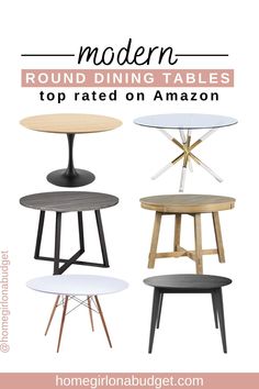 modern round dining tables with the text top rated on amazon in white and black colors