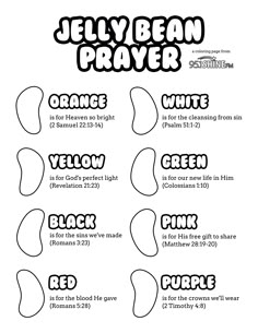 the jelly bean prayer is shown in black and white