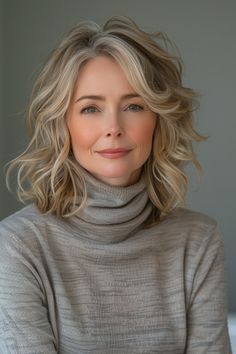 Click for More ➡️ | Save for Later ❤️  This bob cut for wavy hair hits just at the shoulders and is styled with subtle waves for a look that is both elegant and effortless. (Radiant Medium-Length Wavy Bob - Curly Hairstyles For Women Over 50) Shoulder Length Hair Curly Waves, Gigi Hair, Medium Haircuts For Women, Curly Hairstyle Ideas, Blonde Curly Bob, Jack Martin, Womens Haircuts Medium