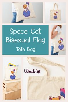 the space cat tote bag is shown with instructions for how to sew it