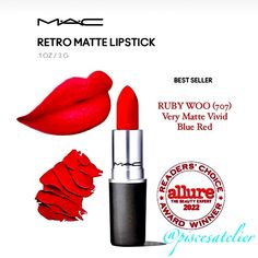 The Best-Selling Lipstick & #1 Red Lipstick Of All Time! Its Intense Color Payoff & Long-Lasting 8 Hr Formula Earned Holy-Grail Status Of Red Lipsticks For Its Flattering Cool Undertones. Thanks For Looking New To Posh? Welcome! Use Code Piscesatelier To Register & Get $10 Off Your 1st Order Check Out The Rest My Closet To Bundle & Save! Open To All Reasonable Offers/ Trades. Smoke & Pet Free Home Bundle & Save 20% Off Of All Bundles Of 3 Or More Items & Discounted Shipping On All Purchases Of $ Mac Liquid Lipstick, Ruby Woo Lipstick, Mac Retro Matte Lipstick, Mac Viva Glam, Kvd Beauty, Mac Cosmetics Lipstick, Ruby Woo, Winky Lux, Mac Matte Lipstick