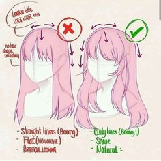 a drawing of a woman's head with different types of hair and how to use it