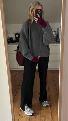 Grey Sweater Outfit, Chique Outfit, Looks Black