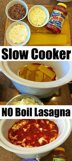 the ingredients for slow cooker no boil lasagna