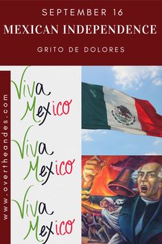 the mexican independence poster is shown in three different colors