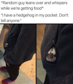 a person wearing red shoes standing in front of a mirror with the caption, random guy jeans over and whispers while we're getting food i have a hedgehog in my pocket